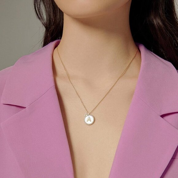 Gold Initial Necklaces for Women 14K Gold Plated Dainty Letter Chain Necklace Pe - Picture 5 of 7